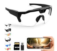 4K HD POV Sports Glasses with Camera, 2026 Upgrade 120° Ultra Wide Angle HD Wearable Glasses, Baseball & Outdoor Activity Recording Glasses, for Cycling Hikings (White A,64G)