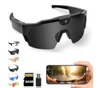 4K HD POV Sports Glasses with Camera, 2026 Upgrade 120° Ultra Wide Angle HD Wearable Glasses, Baseball & Outdoor Activity Recording Glasses, for Cycling Hikings (Black A,64G)