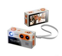 4K HD Retro Digital Camera Dual Lens 2.4 Inch LCD Compact Size for Travel Sky-Blue (CCD19 Beige)