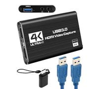 4K HDMI Audio Video Capture Card, USB 3.0 Full HD 1080P/60FPS 2K/30fps Game Capture Cards Device for Live Streaming Broadcasting Recording Compatible with PS5 Switch Camera OBS Mac Linux Windows