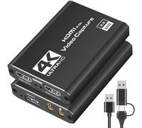 4K HDMI Capture Card for Streaming, 4K 30Fps HDMI Video Capture Card, USB 3.0 Capture Card with Microphone, for Gaming/Live Streaming/Video Conference, Works for Switch/PS5/Camera ect-8CM