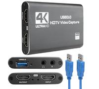 4K HDMI Capture Card, USB 3.0 Video Capture Device for Streaming, Game Recording, Live Broadcasting, Full HD 1080P, Compatible with P-S4, X-box, N-intendo S-witch, DSLR, Camera