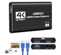 4K HDMI Capture Card,Video Capture Card, USB 3.0 HDMI Video Capturecard Full HD 1080P 60FPS Game Recording for Live Stream PS5 PS4 Xbox Nintendo Switch Camera PC OBS (Black)