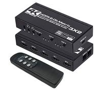 4K HDMI Matrix Switch 3 in 2 Out - 3x2 Matrix Switcher with EDID Extractor and IR Remote Control - Supports Ultra 4K HDR, 4Kx2K@60Hz, 3D/1080P, HDMI 2.0b, HDCP 2.2