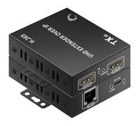 4K HDMI Over Ethernet Extender TCP/IP 492ft, 4K@30HZ/2K@60hz/1080P@60HZ，etc.H.265 encoding/decoding,1-to-Many Setup, Fixed IP Address, with The Option to Change IP. requiring only 10M Bandwidth.