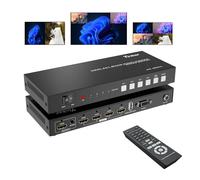 4K HDMI Quad Multi-viewer 4x1, Yinker 4 in 1 Out HDMI Quad Switcher for 4K@60Hz, Supports 3.5mm Audio & 90 Degree Rotation & 8 Display Modes & IR Remote & RS232