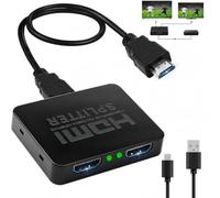 4K HDMI Splitter 1 in 2 out for Dual Monitors HDMI 2 way Splitter Same Outputs Display at the Same Time 2-Port HDM Splitters for Full HD HDTV Blu-ray DVD Xbox Fire Stick PS4/PS5 with USB Cable