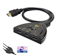 4K HDMI Switch 3 in 1 Out 4K@30Hz, HDMI Splitter Switcher, 3 Port Auto Hub Switch Supports UHD, HDR, 1080P, HDCP, Splitter for PS5, Xbox, Fire Stick, Roku, TV, Projectors, and More