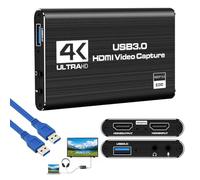 4K HDMI Video Capture Card,HDMI Capture Card USB 3.0,HD 1080P 60FPS Game Recording for Streaming Recording PS5, PS4,Camera PC,Nintendo Switch,Xbox,OBS (Black)