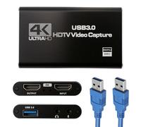 4K HDMI Video Capture Card USB 3.0, 1080P 60FPS Game Capture Device with 4K Loop-Out, Audio Mic Input, Plug & Play for Streaming PS5 Xbox Switch PC DSLR Camera OBS Twitch YouTube Windows Mac OS