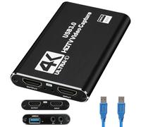4K HDMI Video Capture Card USB 3.0 Video Capture Device 1080P 60FPS Full HD | Game Recording for Streaming Nintendo Switch PS5 PS4 Xbox Series X/S PC OBS Camera with USB Cable (Black)