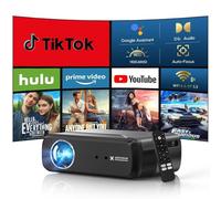 4K Home Theater Projector,HDMI 2.1, ARC,GTV, Portable Smart Bedroom Movie Gaming Projector 4K 1400ANSI HDR, with WiFi 6, Bluetooth, Dolby Audio, Voice Control,Licensed Apps, Auto Focus, ZOOM