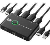 4K KVM Switch HDMI 2 Port Box, Rybozen USB HDMI Switches for 2 Computers Share Keyboard Mouse Printer and one HD Monitor, Support 4K@60Hz, with 2 USB Cables and 2 HDMI Cables