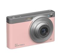 4K Lightweight Portable Ultra HD Digital Camera Retro Camera Compact Vlog Beauty Filter Camera(C13 Pink+OTG Card Reader+16G)