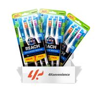 4K Logistics Reach Advanced Design Adult Toothbrush with Soft bristles (3 Pack of 7 Count Each) | Effectiveness, Softness & Cleaning | Hygiene Routine | 21 Count Total
