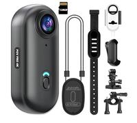 4K Mini Action Camera 128GB Thumb POV Portable Body Cam Wearable Video Recorder with IPX7 Waterproof Underwater Camcorder, Helmet Mount, Magnetic Sport DV for Bike Cycling, Pet, Vlogging(Black)