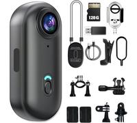 4K Mini Body Camera 128GB - Action Body Cam with Audio & Video- Thumb Hands Free Waterproof Recording Wearable Cameras - for Work Travel Pet Walk Swim (4K Black,128G)