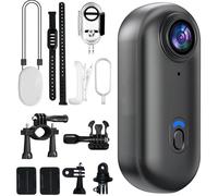 4K Mini Body Camera, Thumb Size WiFi Cam -128G Thumb Size Hands Free Body Worn Cameras for Pets Cycling Swimming Vlogging Black (black)
