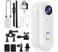 4K Mini Body Camera, Thumb Size WiFi Cam -128G Thumb Size Hands Free Body Worn Cameras for Pets Cycling Swimming Vlogging Black (white)