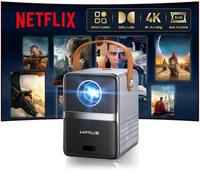 4K Mini Projector Netflix Ready,30000 Lumen Smart Portable Bedroom Cinema WiMiUS P61 PRO Projector with 3D Dolby Audio Short Throw, TOF 1s Focus WiFi6 Bluetooth 5.4 HDR10 for Home Garden Movies,Gifts