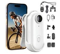 4K Mini Thumb Action Camera, Portable Vlogging Body Camera, Waterproof Wearable POV Cam 4K, 360° Rotation Clip Magnetic Hands-Free Video Camcorder（white）