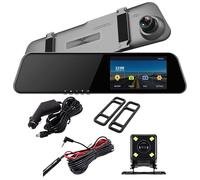 4K Mirror Dash Cam with Wireless CarPlay and Android Auto, 11 Inch Rear View Mirror Camera, 1080P Backup Camera, Voice Control and Touch Screen Recording System, Black