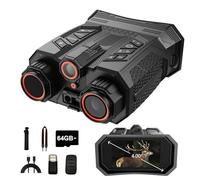4K Night Vision Goggles with Rangefinder | 16X Zoom Night Vision Binoculars, 4'' LCD Screen with Infrared, 10000mAh Rechargeable Battery, 64GB TF Card, Video and Sound Recording for Camping, Black