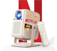 4K Projector [1500 ANSI/ Official-NetfIix] OBE Smart Projector with WiFi 6 & 5.3 Bluetooth, Auto Focus, Auto Keystone, Portable Projector with Prime Video / YouTube, 300" Display, HDR 10+,180° Stand