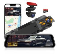 4K Rear View Mirror Dash Cam Front and Rear View Camera 10'' Dash Cam Mirror with Waterproof Reverse Camera WDR Tech Super Night Vision G-Sensor Parking Monitor Wide Angle Dashcam WiFi APP 64GB Card
