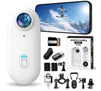 4K Thumb Action Camera,Waterproof Uhd Sports Thumb Camera,2026 Upgraded POV Cameras WiFi with 64/128GB Card,Portable Body Worn Cameras for Travel, Cycling, Sports, Pets, Outdoor (White,64GB)