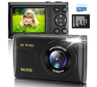 4K UHD Digital Camera for Kids: Point and Shoot Video Cameras for Photography 64MP 18X Digital Zoom Compact Portable Vlogging Camera with 32gb TF Card for Kids Teen Students Beginner -Black
