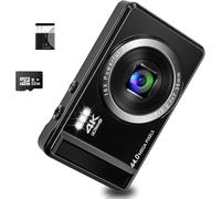 4K UHD Digital Camera with 32GB SD Card, 64MP Compact Camera with Auto Focus, 16x Digital Zoom, Rechargeable Battery & Easy Operation for Beginners, Travel and Everyday Use