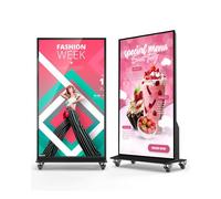 4K UHD Full Screen Digital Signage, Indoor Digital Customer Stopper with Android 11, Movable Advertising Poster Stand with Wheels, LCD Digital Kiosk with Timer Switch, WiFi/USB/HDMI/Input (75 inches)