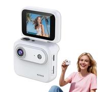 4K Ultra Clear Recording Vlog Recorder with Flip Screen, Anti Shake Wide-angle, Mini Sports Camera for Student Content Creators Travel Camera Portable (White,Camer 64G)