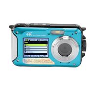 4K Underwater Camera 10FT Camera, 56MP Autofocus Dual Screen Selfie Underwater Camera Underwater Cameras for Snorkeling, 16X Digital Zoom, with 64GB Card (Blue)