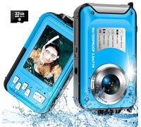 4K Underwater Camera 11FT Autofocus 56MP Waterproof Camera Compact 16X Digital Zoom Underwater Kids Digital Camera for Snorkeling with 32GB Card