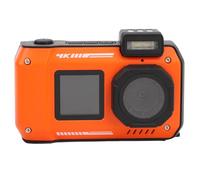 4K Underwater Camera, 33 FT Waterproof Digital Camera, 65MP Autofocus Dual Screen Selfie Camera, Dustproof Shockproof, Floatable Camera, for Snorkeling Diving Sport (Orange)