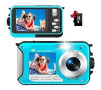 4K Underwater Camera 56MP Autofocus 11FT Waterproof Camera Dual-Screen Selfie 16X Underwater Camera for Snorkeling Waterproof Compact Floatable Digital Camera