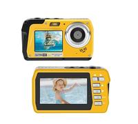 4K Underwater Camera, Full HD 4K&48MP Compact, 10FT Waterproof Camera for Snorkeling, Surfing, Rafting, Dual-Screen for Selfie/16X Digital Zoom/Fill Light/Support 128GB （Yellow）