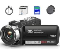 4K Video Camera Camcorder Ultra HD 80MP Vlogging Camera for YouTube 18X Digital Zoom 3.0" IPS 270° Screen IR Night Vision Camcorder Recorder with 32GB SD Card, Lens Cap and 2 Batteries