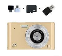 4K Video Camera with 48MP Photo, 16X Digital Zoom, Antishake Feature, Face Detection, and 2 4 Inch Screen for Capturing Detailed Images and Smooth Videos (Gold 32G)