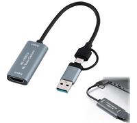4k video capture card hdmi to usb 3.0 TypeC & USBA to HDMI Capture Card Streaming Device 4K@30Hz 1080P@60fps Game Record 4K Passthrough Loop-out Compatible for Quest Switch iPad Camera Mac Laptop PC