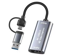 4k video capture card hdmi to usb 3.0 TypeC & USBA to HDMI Capture Card Streaming Device 4K@30Hz 1080P@60fps Game Record 4K Passthrough Loop-out Compatible for Quest Switch iPad Camera Mac Laptop PC