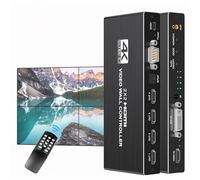 4K Video Wall Controller 2x2, Video Wall Processor w/ HDMI+DVI+RS232 Input | 4 HDMI Output, 180° Rotate, Multi-Screen Splicing TV Wall Controller 1x2 1x3 1x4 2x1 3x1 4x1