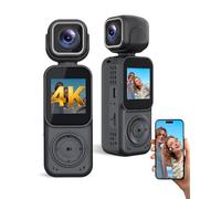 4K Vlogging Camera Pocket Action Cameras with Dual-Lens Mini Body Cam