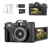 4K Vlogging Digital Camera with 180° Flip Screen, WiFi, Pink Color, Macro & Wide Angle Lens, App Control, External Microphones, 16X Zoom, 32GB TF Card - Camera for Photography, Vlogging, YouTube