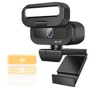 4K Webcam for PC, Webcam with Microphone & Light & Privacy Cover, Auto Focus, Plug and Play, for Desktop Computer/Laptop Conferencing and Video Calling