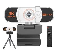 4K Webcam with Auto-Zoom & Remote Control - Ideal for Video Conferencing, Online Teaching, Streaming,Built-in Privacy Cover-Stereo Mics-Plug & Play for PC/Laptop/Mac-Zoom/Skype/Teams Compatible