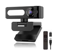 4K Webcam with Dual AI Noise-Cancelling Mics Autofocus, Auto Light Correction,120° FOV,Privacy Cover,Plug and Play Computer Camera for Microsoft Teams/Zoom/Google Voice/Skype/Facetime/YouTube,Black