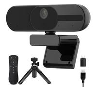 4K Webcam with Speaker and 4 AI Noise-Cancelling Mics, Wide Angle PC Cameras with Remote, Auto Focus, Privacy Cover, Tripod, Great for Computer, Zoom, Skype, Teams, Laptop, Personal Video Calling